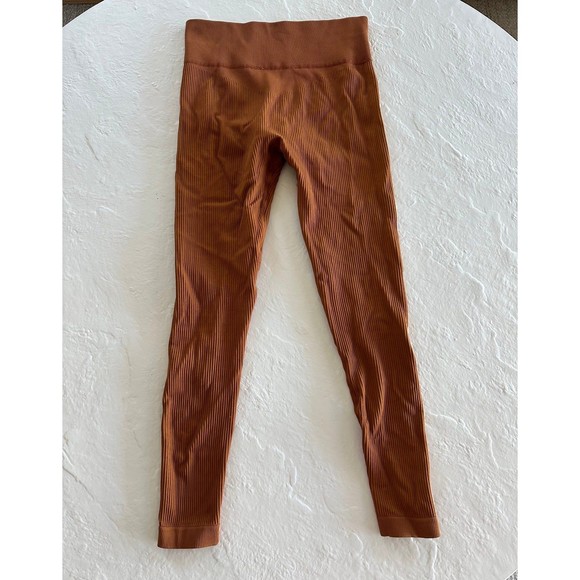 Bloom Burnt Orange Ribbed High Waisted Leggings - Picture 6 of 8